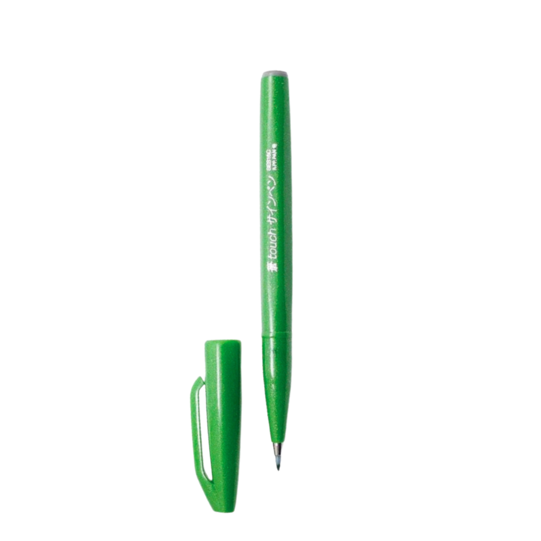 Pentel Touch Brush Sign Pen Green — Pentel brush pen — premium stationery and lifestyle, at Cityluxe Singapore