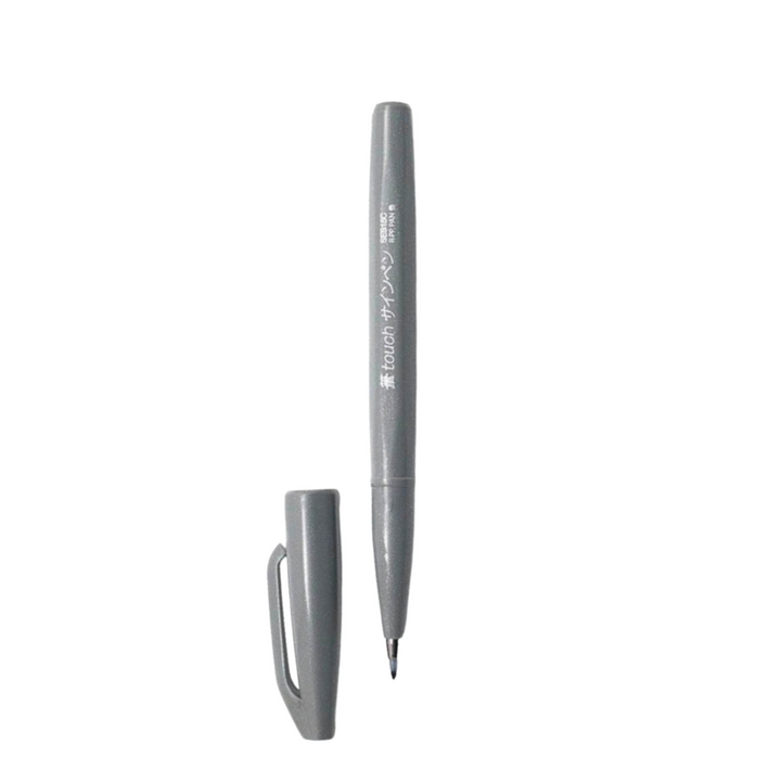 Pentel Touch Brush Sign Pen Grey — Pentel brush pen — premium stationery and lifestyle, at Cityluxe Singapore