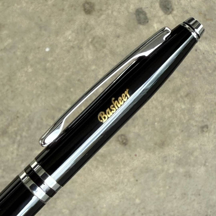 Personalized Name Engraving On Cross Avitar Black Lacquer Ballpoint Pen