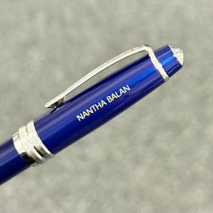 Personalized Name Engraving On Cross Bailey Fountain Pen - Blue Lacquer (Medium)