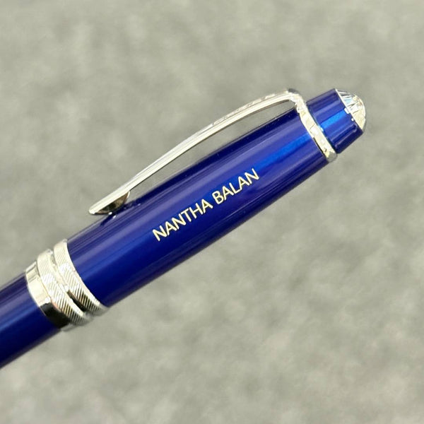 Load image into Gallery viewer, Personalized Name Engraving On Cross Bailey Fountain Pen - Blue Lacquer (Medium)
