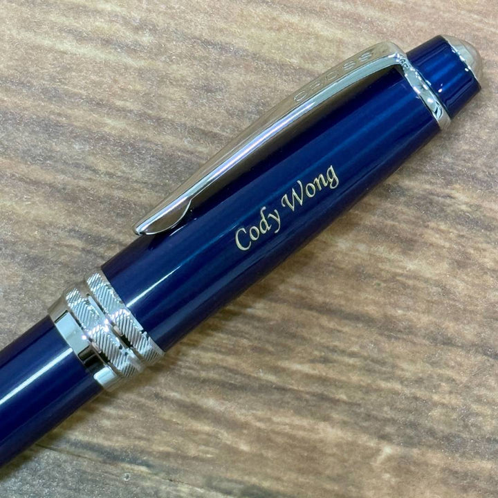 Personalized Name Engraving On Cross Bailey Rollerball Pen - Blue Lacquer