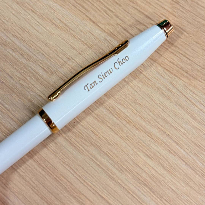 Personalized Name Engraving On Cross Century II Pearlescent White Ballpoint Pen