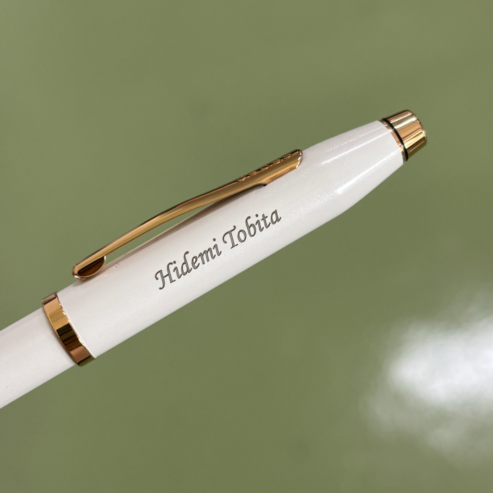 Personalized Name Engraving On Cross Century II Pearlescent White Lacquer Rollerball Pen