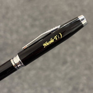 Personalized Name Engraving On Cross Coventry Black Lacquer Ballpoint Pen