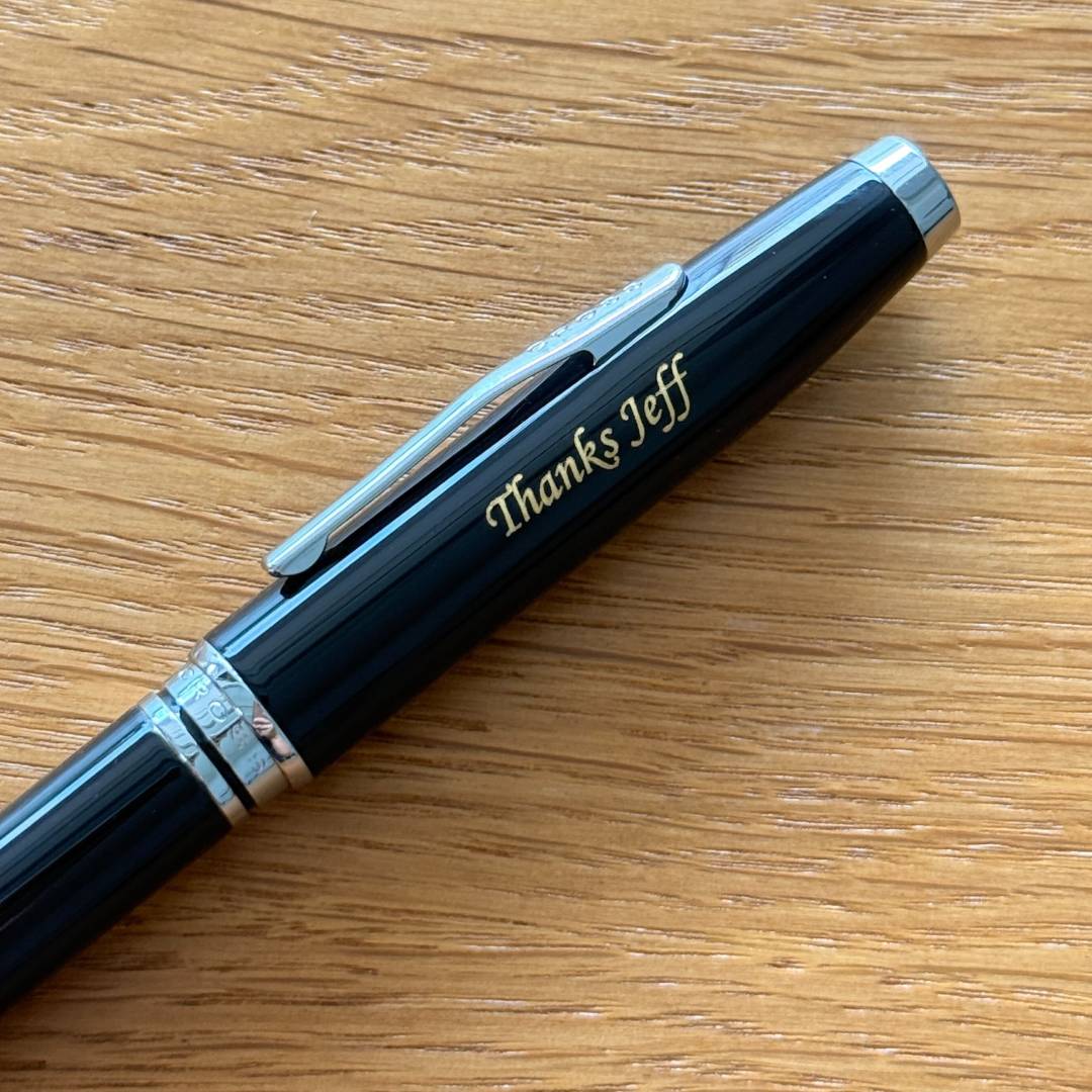 Personalized Name Engraving On Cross Coventry Black Lacquer Rollerball Pen