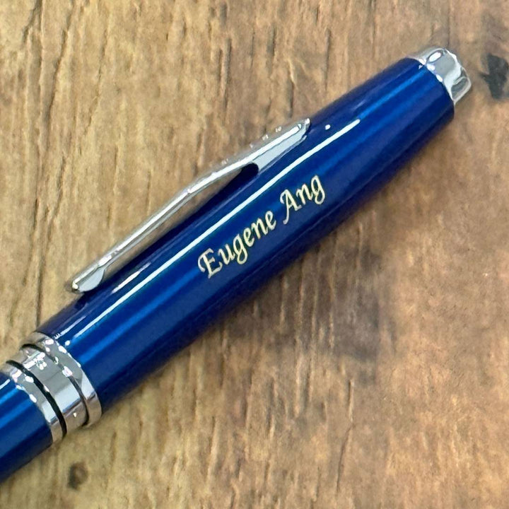 Personalized Name Engraving On Cross Coventry Blue Lacquer Ballpoint Pen