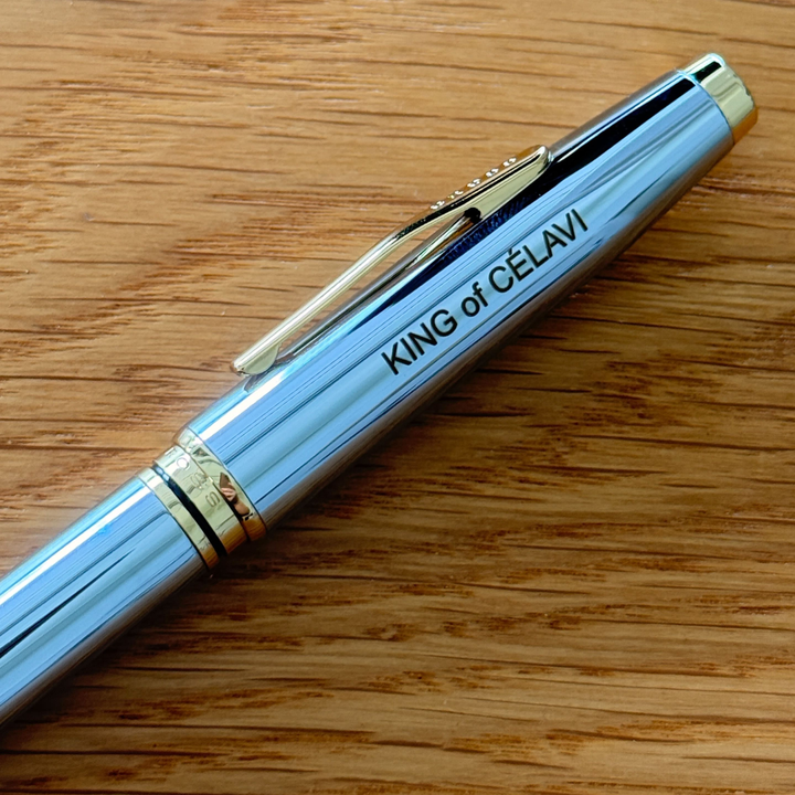 Personalized Name Engraving On Cross Coventry Polished Chrome with Gold-Tone Rollerball Pen