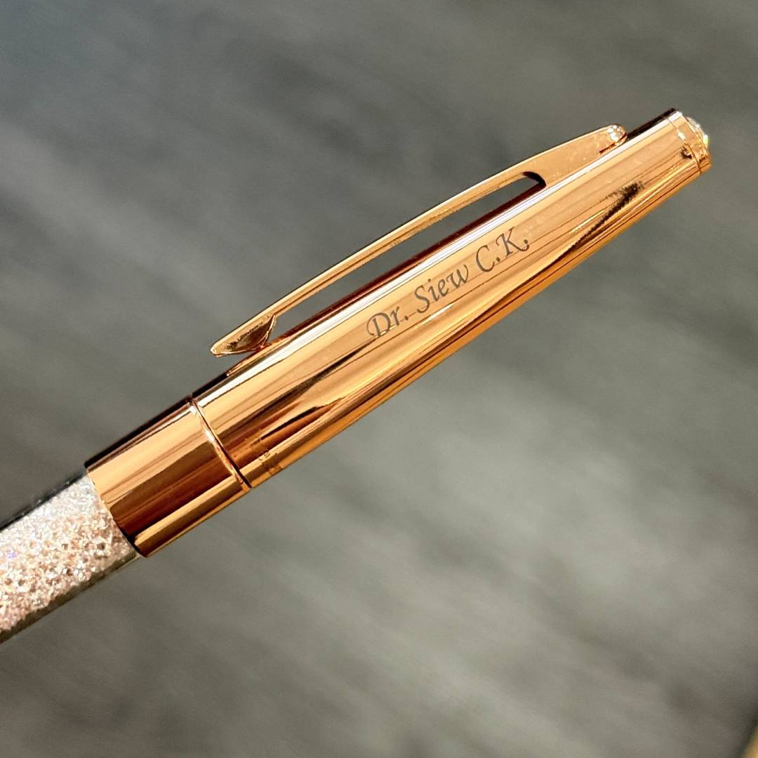 Personalized Name Engraving On Helen Kelly Sparkle Pen Rose Gold