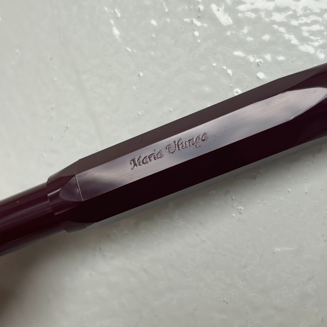 Personalised name engraving on Kaweco Classic Sport Fountain Pen - Bordeaux in medium nib
