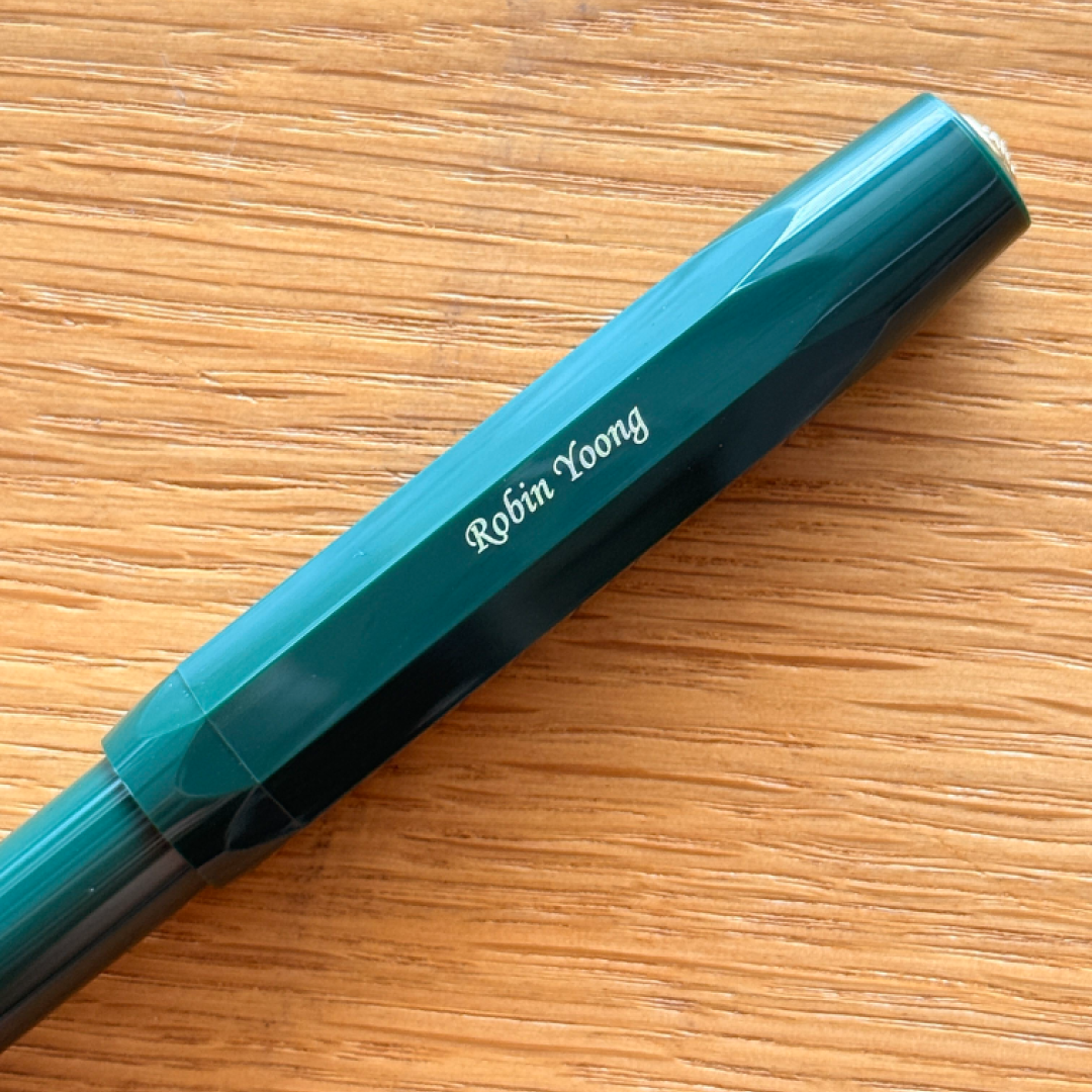 Personalised name engraving on Kaweco Classic Sport Fountain Pen - Green