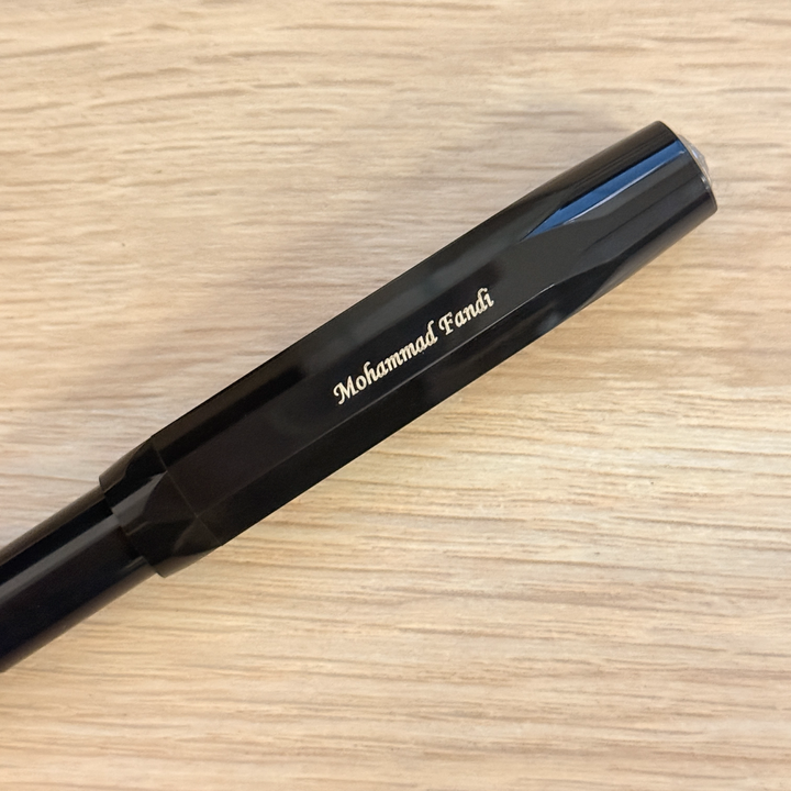 Personalised name engraving on Kaweco Skyline Sport Fountain Pen - Black