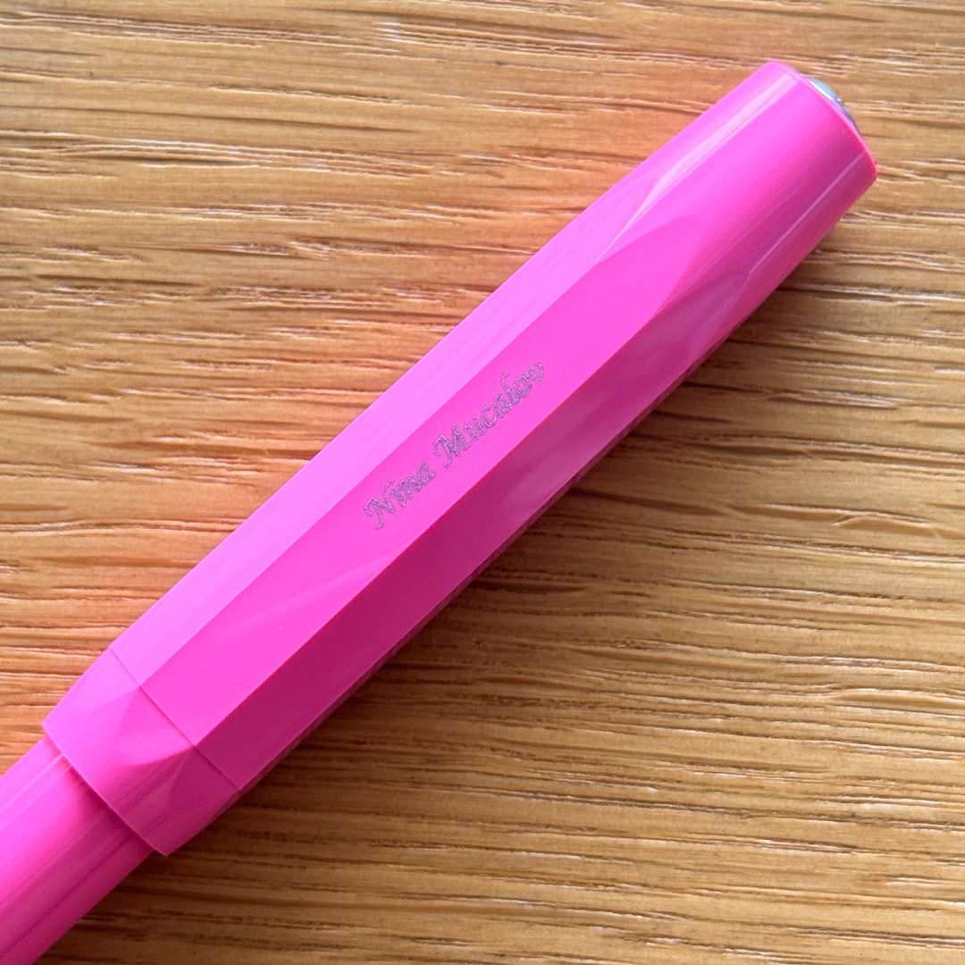 Personalised name engraving on Kaweco Skyline Sport Fountain Pen - Pink