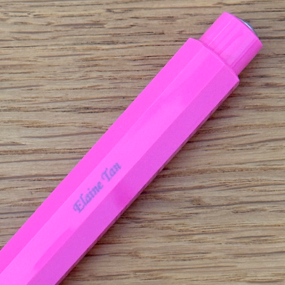 Personalised name engraving on Kaweco Skyline Sport Mechanical Pencil - Pink