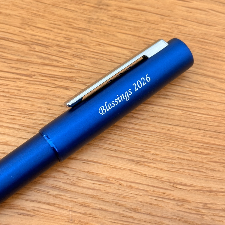 Personalised name engraving on Lamy Aion Fountain Pen - Deep Dark Blue at Cityluxe WorkRoom