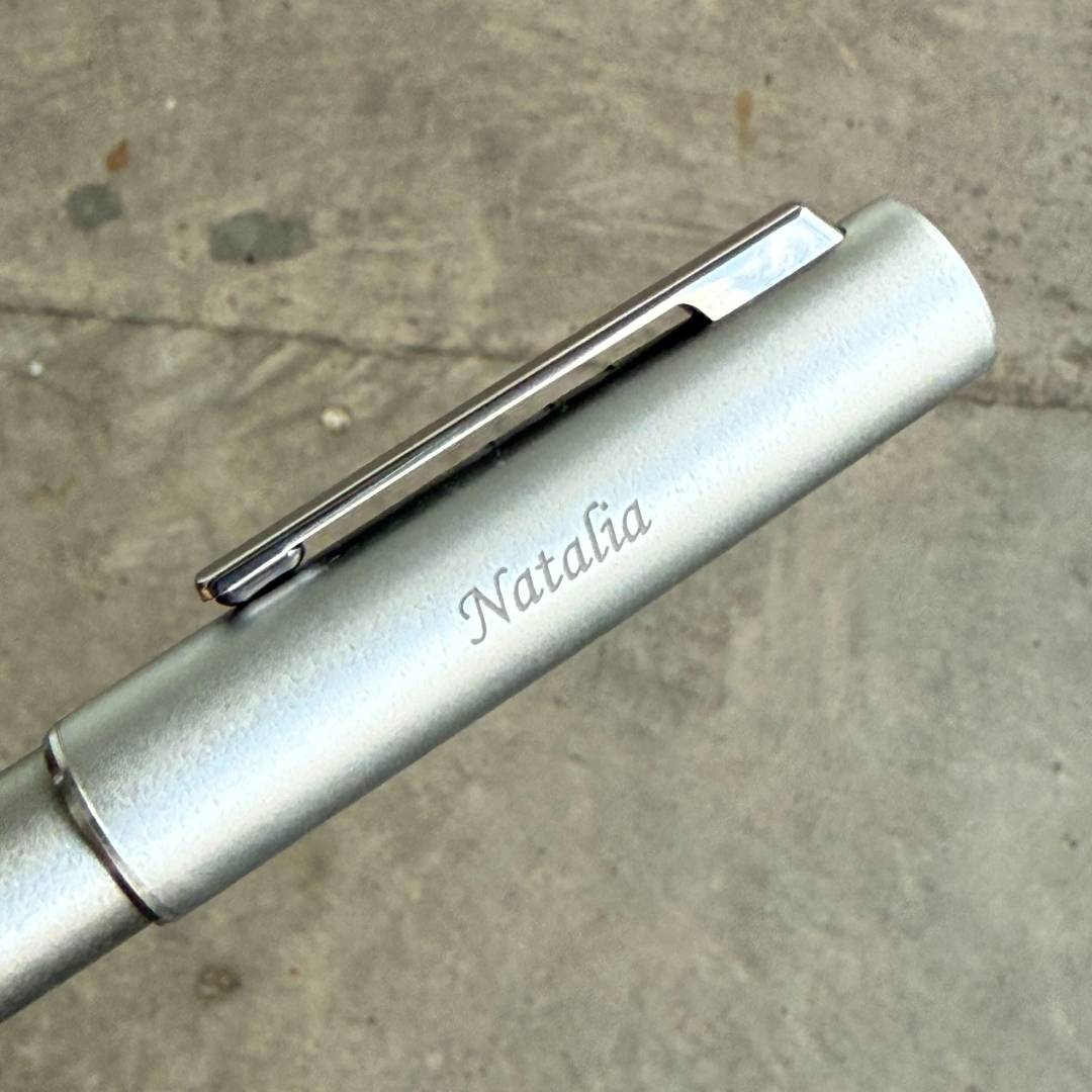 Personalized Name Engraving On Lamy Aion Fountain Pen Olive Silver