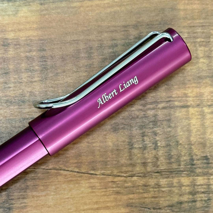 Personalized Name Engraving On Lamy AL-Star Rollerball Pen Black Purple
