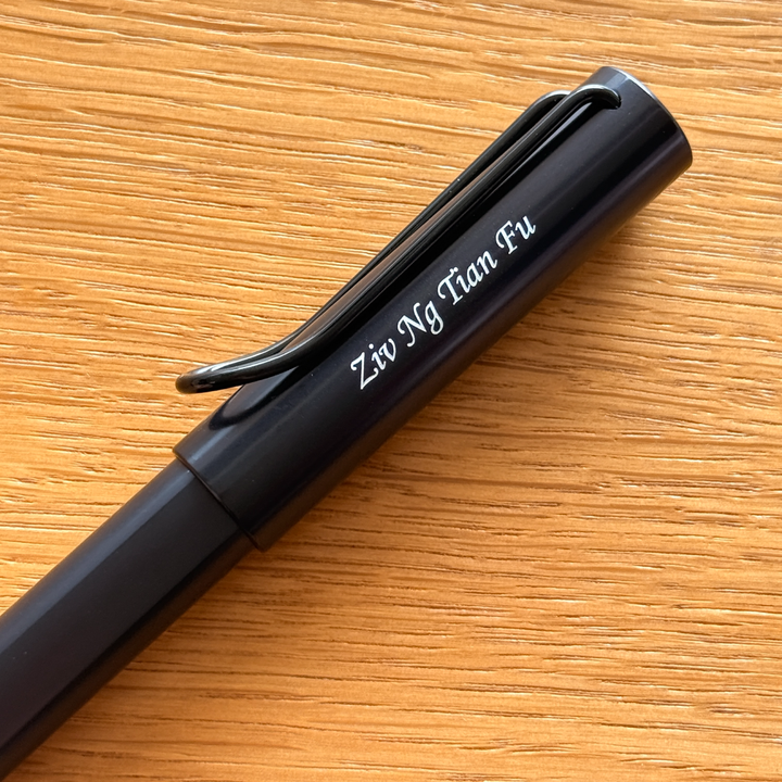 Personalised name engraving on Lamy AL-Star Rollerball Pen Black