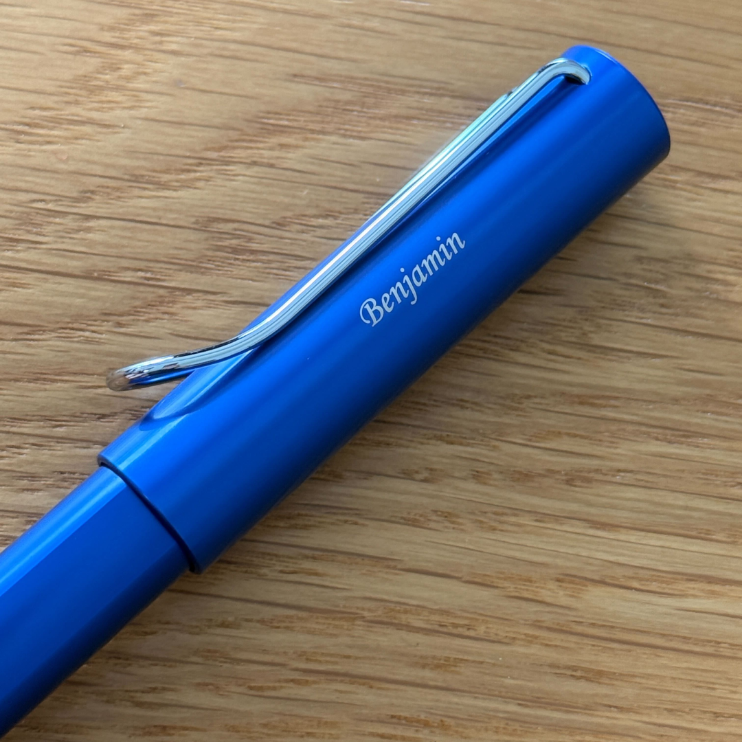 Personalized Name Engraving On Lamy AL-Star Rollerball Pen Ocean Blue