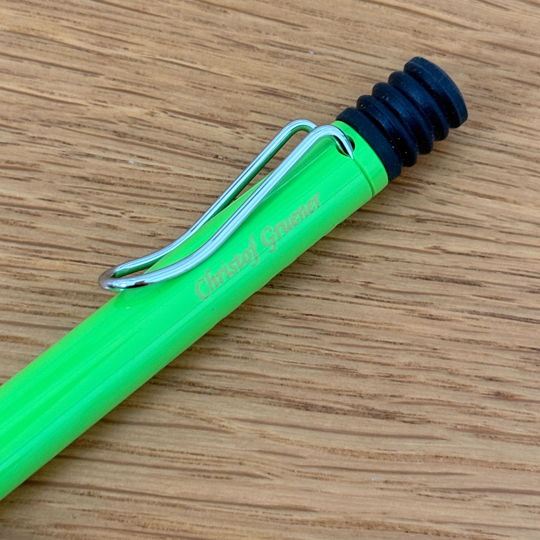 Personalized Name Engraving On Lamy Safari Ballpoint Pen Green