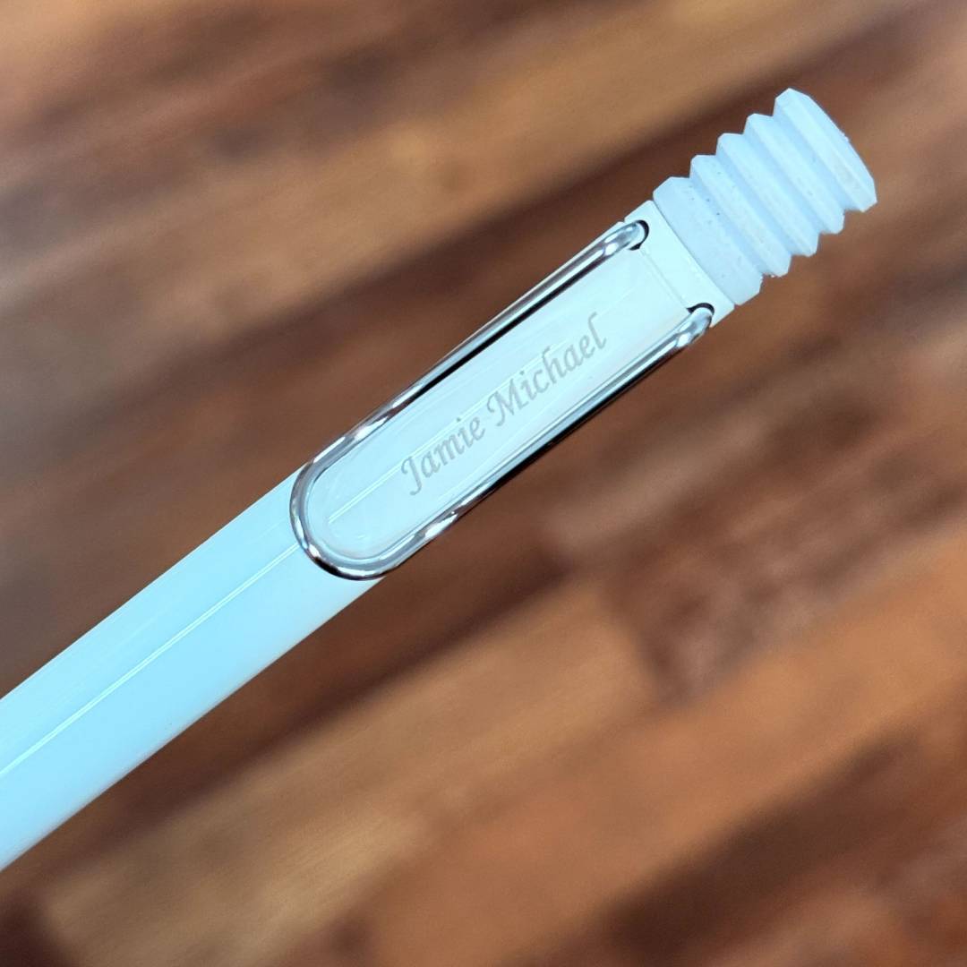 Personalized Name Engraving On Lamy Safari Ballpoint Pen White