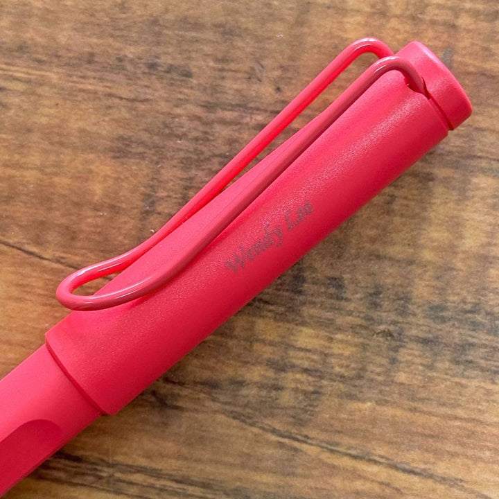 Personalized Name Engraving On LAMY Safari Rollerball Pen - Sunset Coral