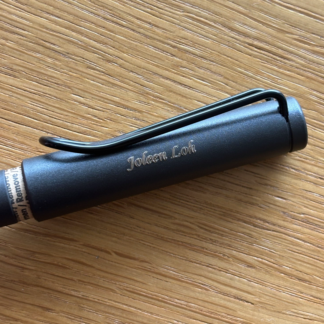 Personalised name engraving on Lamy Safari Rollerball Pen Umbra