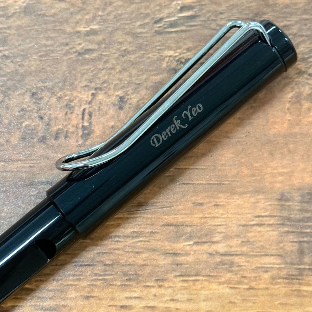 Personalized Name Engraving On Lamy Safari Rollerball Pen Black