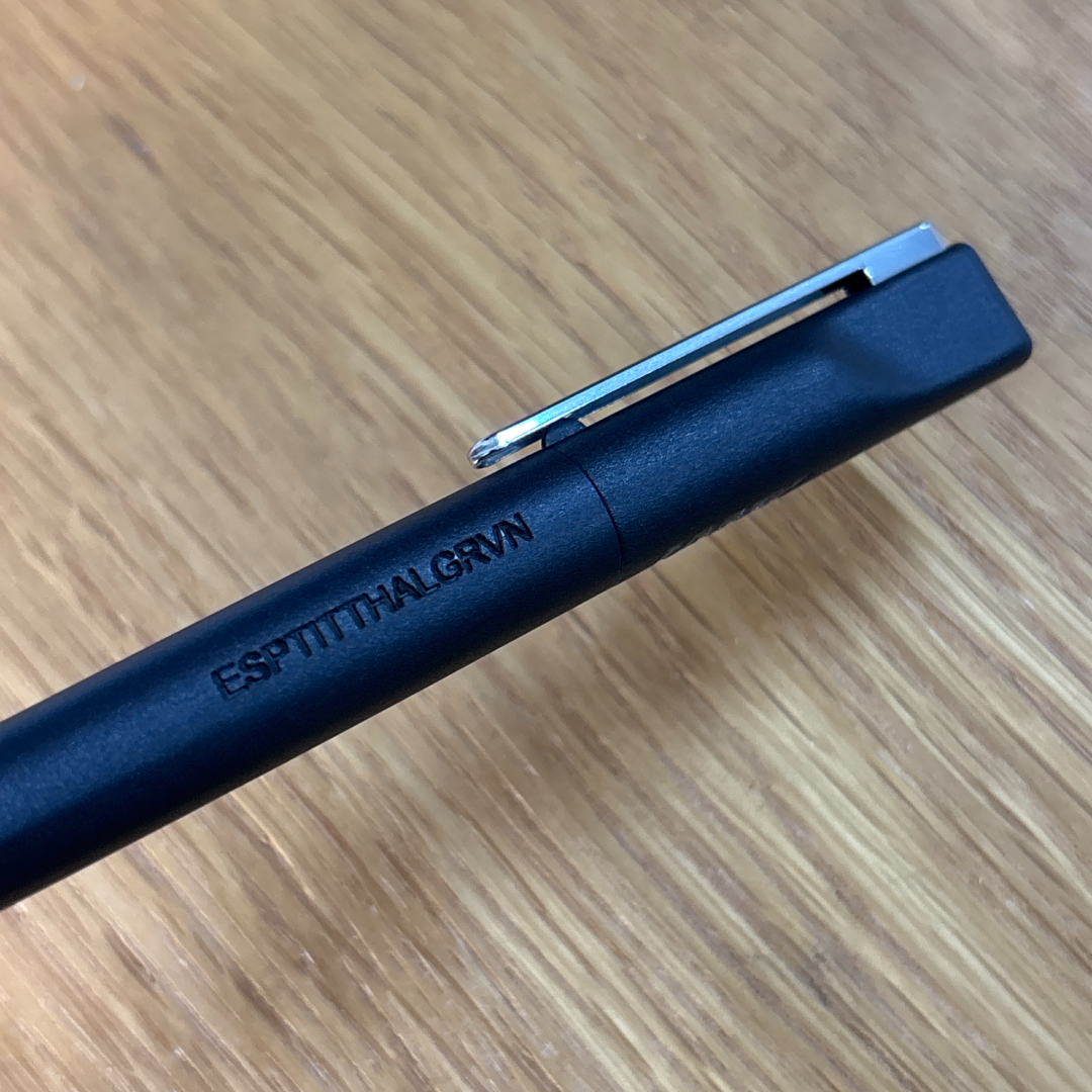 Personalised name engraving on Lamy Xevo Ballpoint Pen Black at Cityluxe WorkRoom