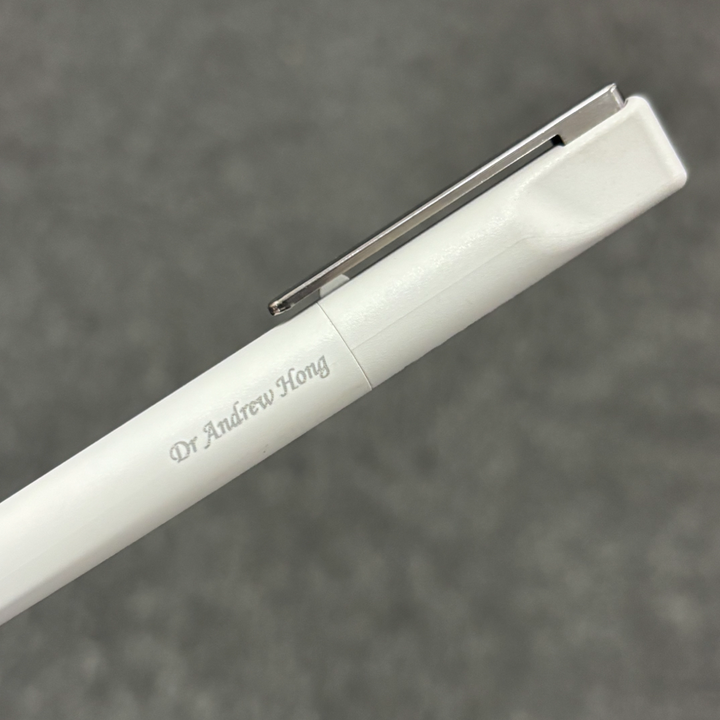 Personalised name engraving on Lamy Xevo Ballpoint Pen in Light Grey