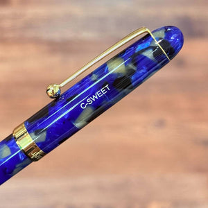 Personalized Name Engraving On Onishi Seisakusho Acrylic Fountain Pen Deep Ocean