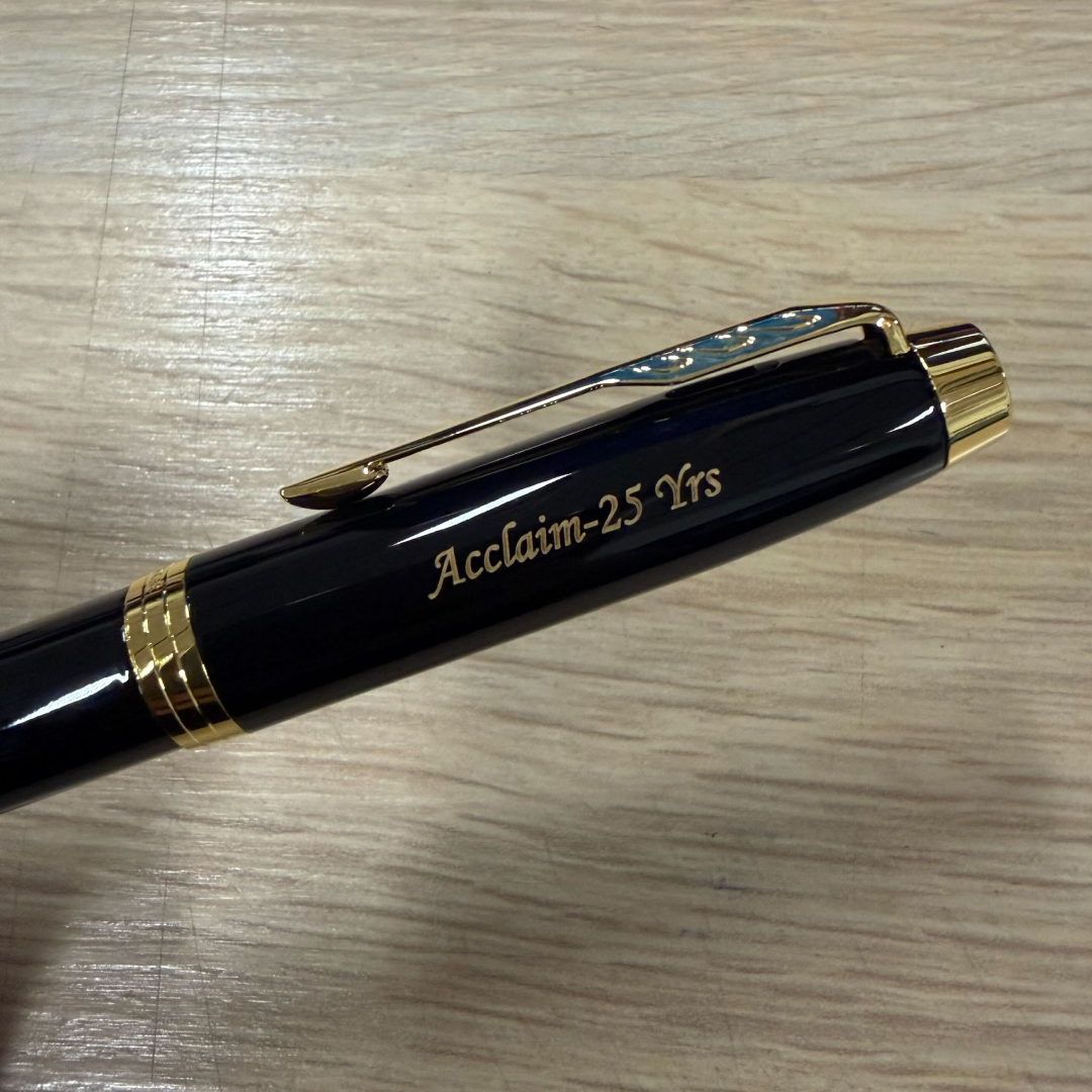 Personalised name engraving on Parker IM Black GT Rollerball Pen — Cityluxe