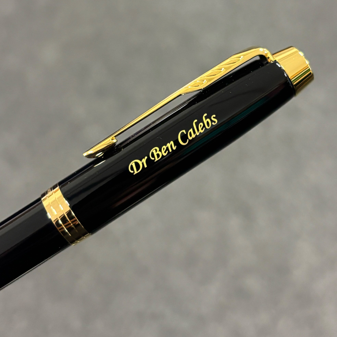 Personalized Name Engraving On Parker IM Black GT Rollerball Pen