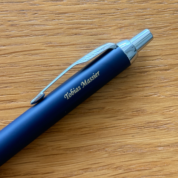 Personalised name engraving on Parker IM Blue CT Ballpoint Pen
