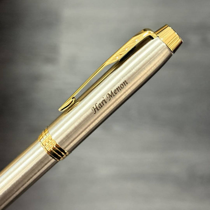 Personalized Name Engraving On Parker IM Brushed Metal GT Rollerball Pen