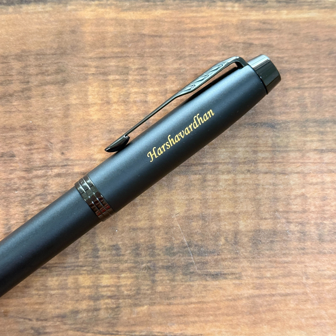 Personalized Name Engraving On Parker IM Matte Metallic Black Edition Rollerball Pen