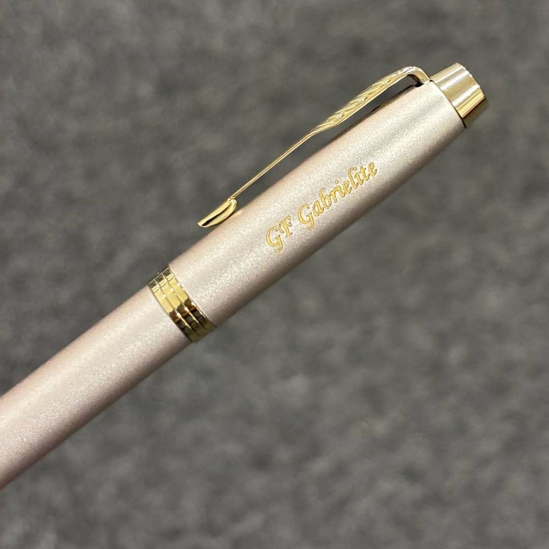Personalized Name Engraving On Parker IM Monochrome Champagne GT Rollerball Pen