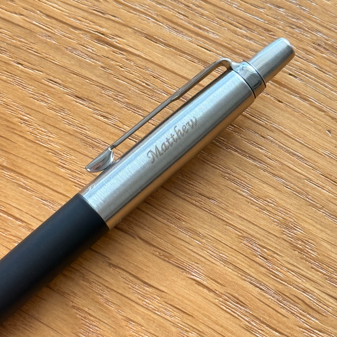 Personalized Name Engraving On Parker Jotter Bond Street Black CT Ballpoint Pen
