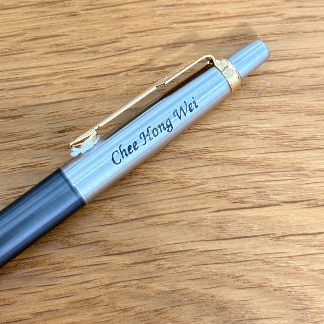 Personalized Name Engraving On Parker Jotter Royal Blue CT Ballpoint Pen