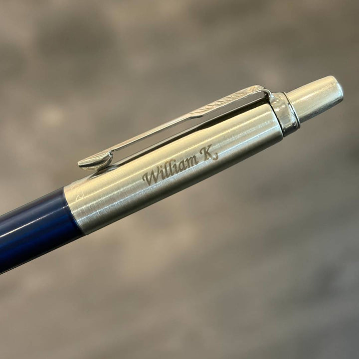 Personalized Name Engraving On Parker Jotter Royal Blue CT Ballpoint Pen