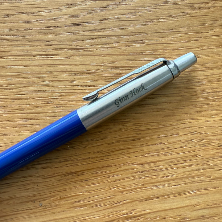 Personalized Name Engraving On Parker Jotter Special Blue Ballpoint Pen