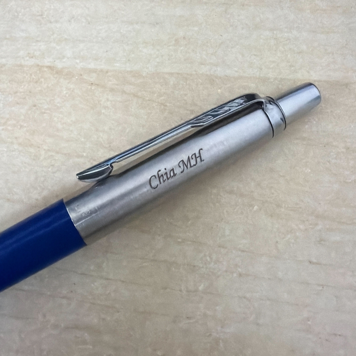 Personalized Name Engraving On Parker Jotter Special Blue Ballpoint Pen