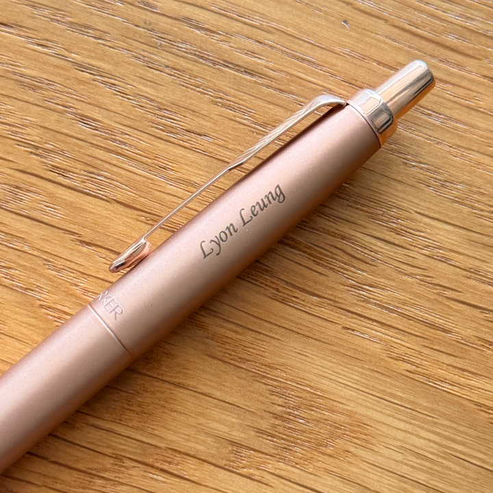 Personalised name engraving on Parker Jotter XL Special Edition 2020 Monochrome Pink Gold Ballpoint Pen