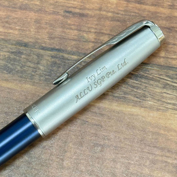 Personalized Name Engraving On Parker Sonnet Essential SB CT Rollerball Pen Blue