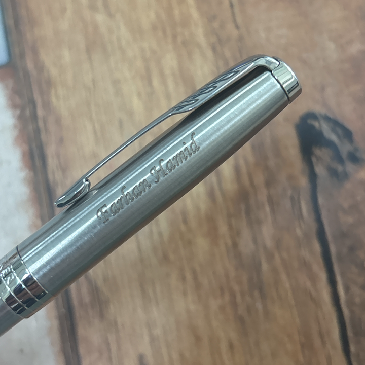 Personalised name engraving on Parker Sonnet Stainless Steel CT Ballpoint Pen