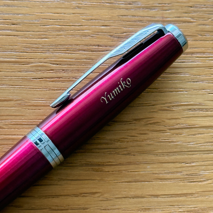 Personalised name engraving on Parker Urban Vibrant Magenta Rollerball