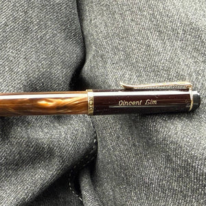 Personalized Name Engraving On Pelikan Classic M200 Fountain Pen Brown Marble