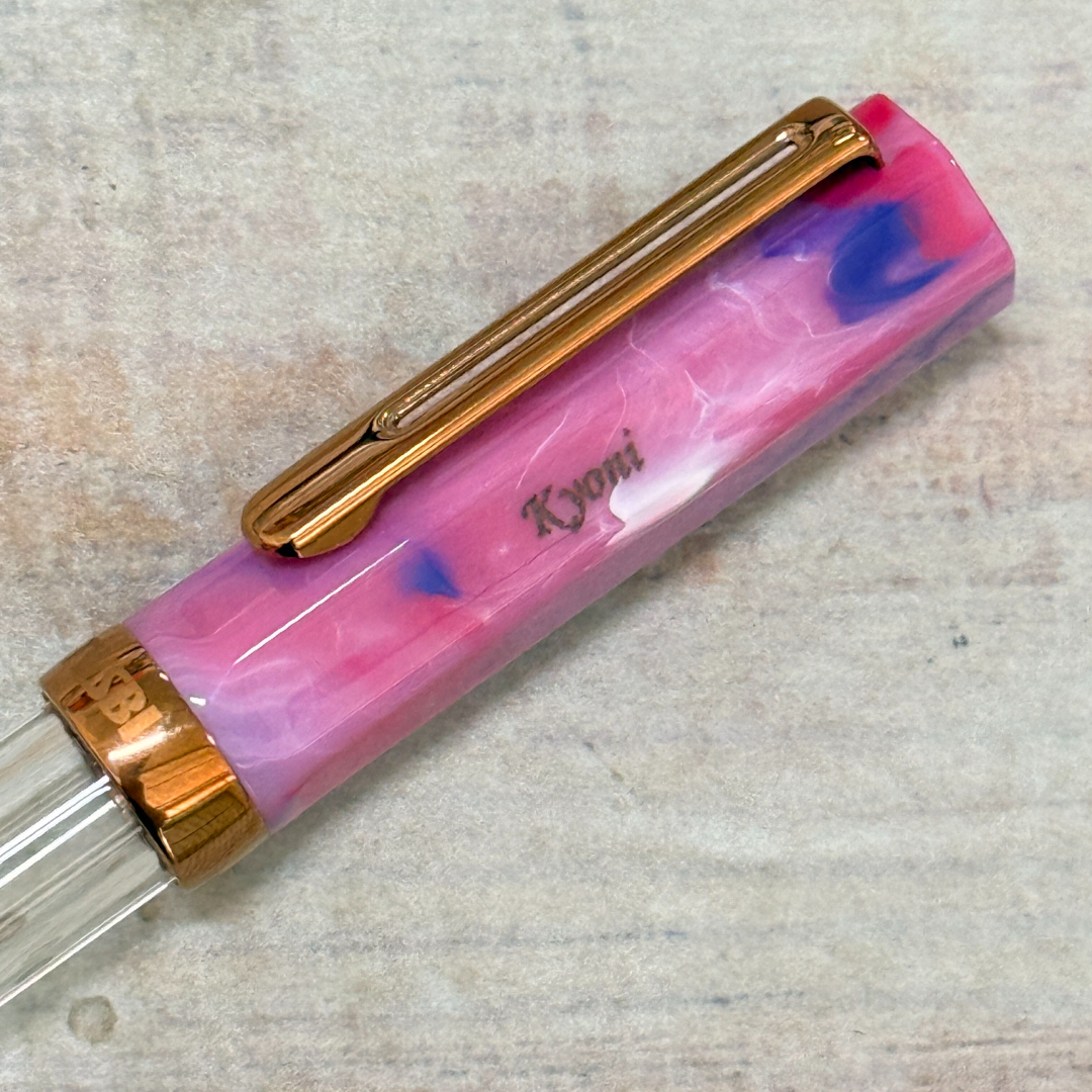 Personalised name engraving on TWSBI ECO Fluorite Purple with Bronze Fountain Pen