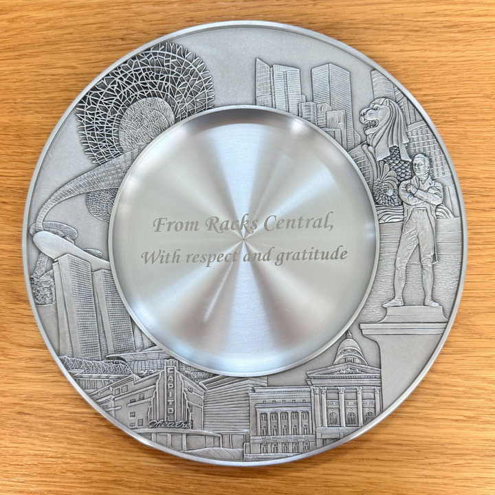 Personalized Name Engraving On Royal Selangor Singapore Scenes Civic District Plate