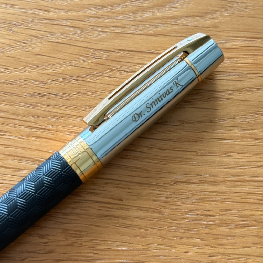 Personalized Name Engraving On Sheaffer 300 E9347 Engraved Matt Black With Gold Trims Rollerball Pen (WW30)